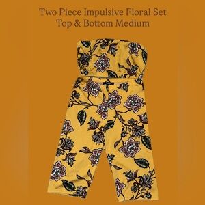 Impulsive Floral Strapless Two Piece Set in Yellow